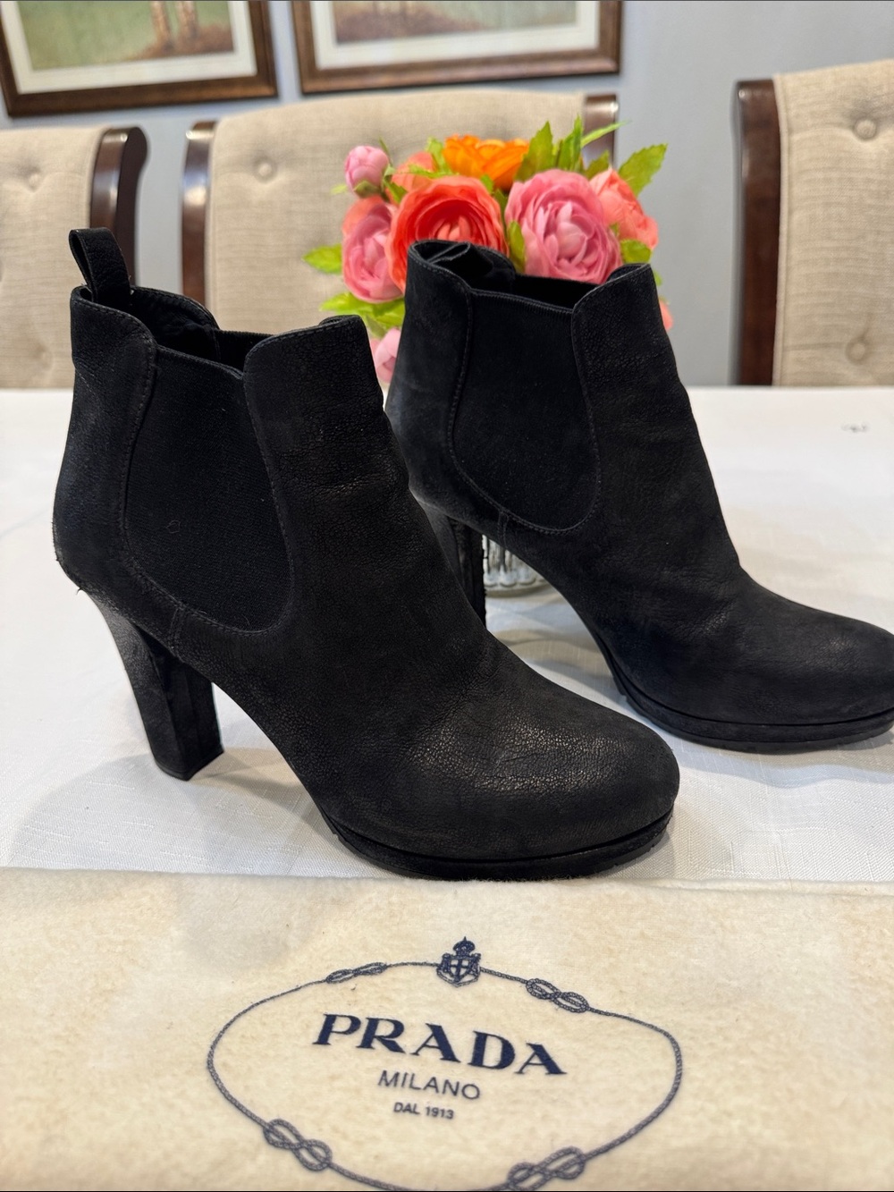 Authentic Prada Women’s Black Suede Ankle Boots